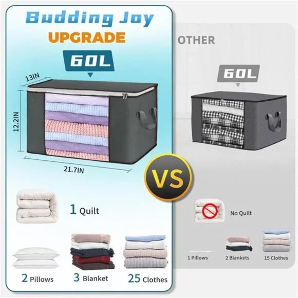 Clothes Storage, Foldable Large Storage Bags, Storage and Organization for Cloth - Picture 2 of 7